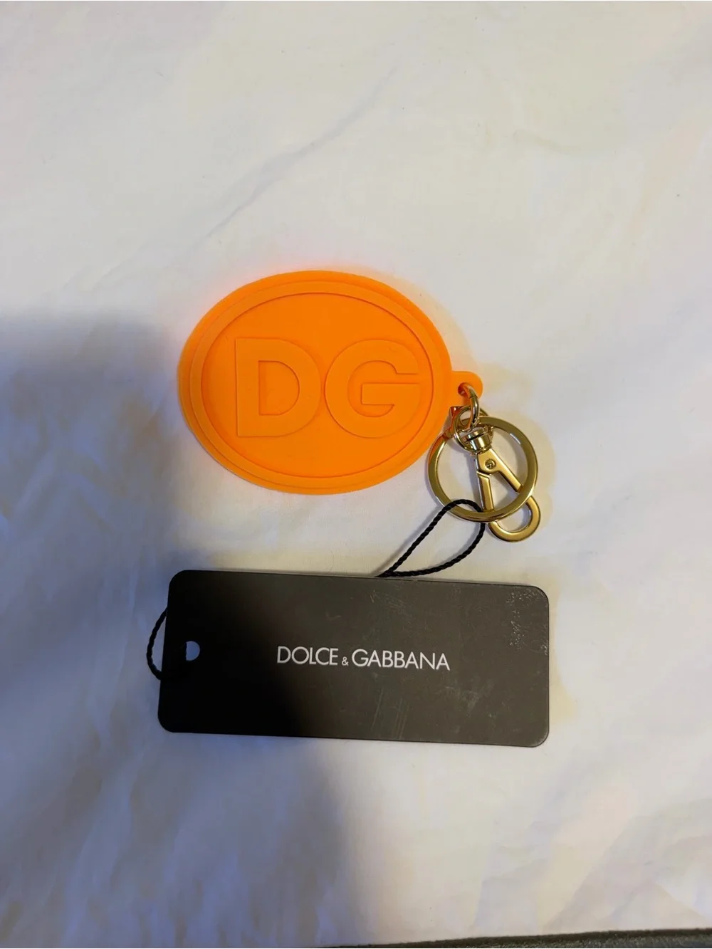 Dolce & Gabbana Orange Silicone DG Round Keyring